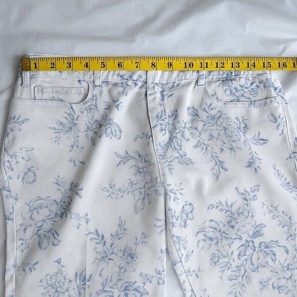 “CHAPS Size 14 White/Blue All-Over Floral Print Jeans Cottagecore Garden Chic - Picture 7 of 9